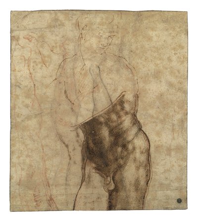 復活したキリスト、右を見下ろしている4分の3の長さのヌード 作： Michelangelo Buonarroti