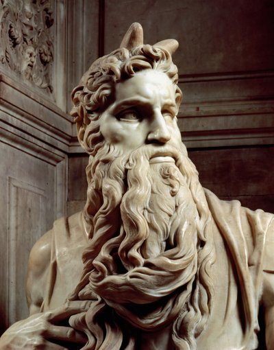 教皇ジュリアス2世の墓1453-1513モーセの頭の詳細、1513-16大理石 作： Michelangelo Buonarroti