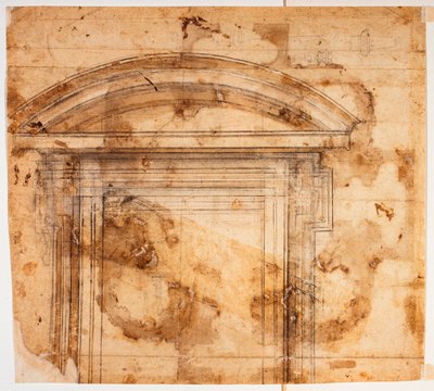 サン・ジョヴァンニ・デイ・フィオレンティーニの窓のスケッチ 作： Michelangelo Buonarroti