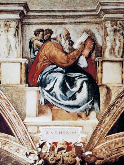 ザカリア（システィーナ礼拝堂天井からのディテール 作： Michelangelo Buonarroti