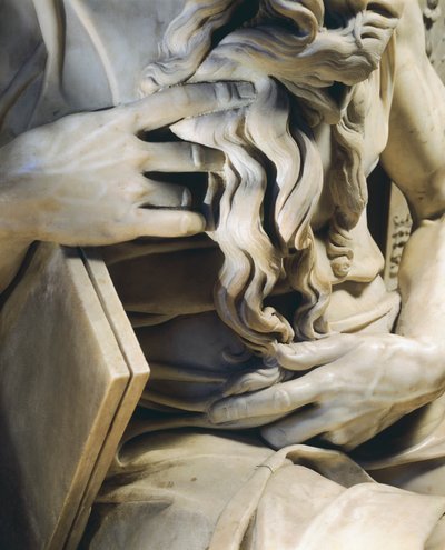 モーゼの手、ユリウス2世の墓の細部、1515年頃、ミケランジェロ（1475-1564）作、イタリア、ローマ、サン・ピエトロ大聖堂 作： Michelangelo Buonarroti