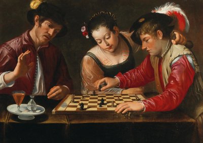 チェス選手、17世紀。 作： Michelangelo, Caravaggio