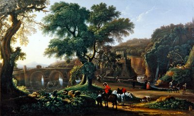 人物のいる風景」（油彩・キャンバス） 作： Michelangelo Cerquozzi