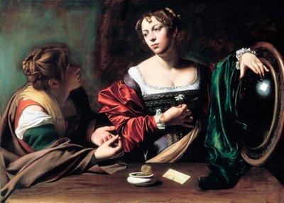 マーサとメアリーマグダレン、c。 1598 作： Michelangelo Merisi Caravaggio