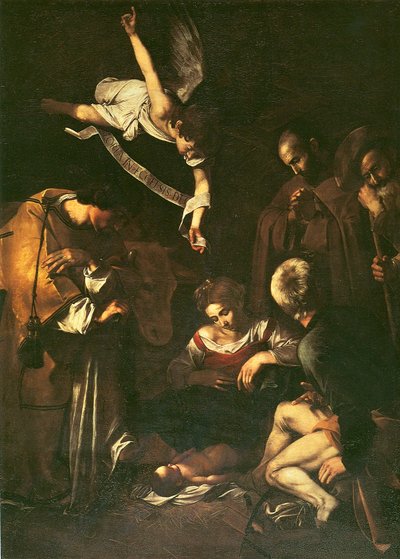 聖フランシスと聖ローレンスとのキリスト降誕、1609 作： Michelangelo Merisi Caravaggio