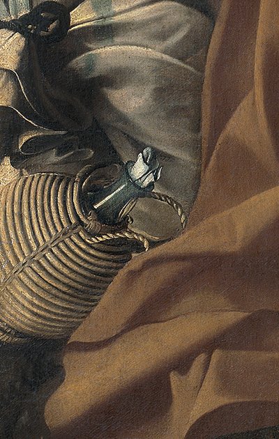 エジプトへの逃避の残りの詳細、c.1603（キャンバスに油彩） 作： Michelangelo Merisi da Caravaggio