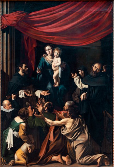 ロザリオのマドンナ（油彩・キャンバス 作： Michelangelo Merisi da Caravaggio