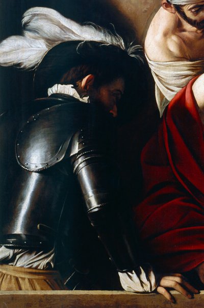 鎧を着た男、The Crowning with Thorns、1603年頃（キャンバスに油彩）（507206の詳細） 作： Michelangelo Merisi da Caravaggio