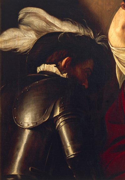 鎧を着た男、The Crowning with Thorns、1603年頃（キャンバスに油彩）（507206の詳細） 作： Michelangelo Merisi da Caravaggio