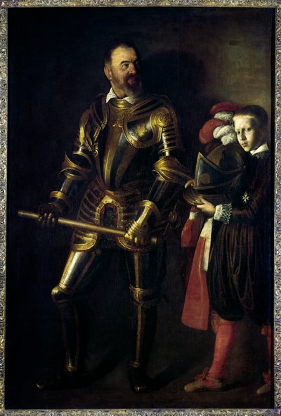 Alof de Wignacourt（1547-1622）1601年から1622年までマルタ騎士団のグランドマスターを務めた人物とそのページの足元の肖像 Michelangelo Merisi dit Le Caravaggio ou il Caravaggio（1571-1610）1608 Sun.1,94x1,34 m 作： Michelangelo Merisi da Caravaggio