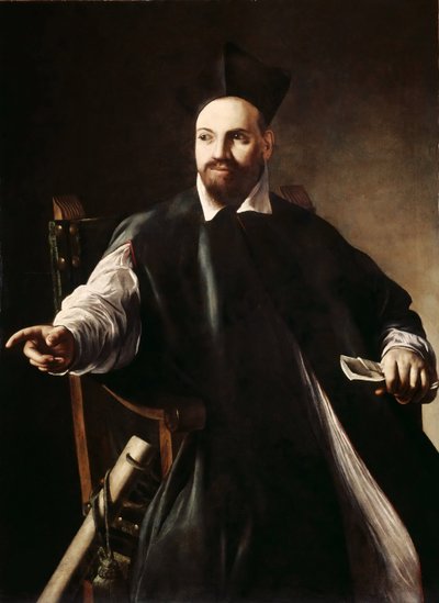 ミケランジェロ、カラヴァッジョ（1571-1610）によるマフェオバルベリーニの肖像画。帆布に油彩、c。 1598、寸法：124x99。プライベートコレクション 作： Michelangelo Merisi da Caravaggio
