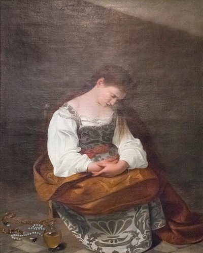悔い改めるマグダラのマリア 作： Michelangelo Merisi da Caravaggio