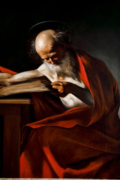 聖ジロラモ 1605 年 - 1606 年、キャンバスに油彩。 作： Michelangelo Merisi da Caravaggio