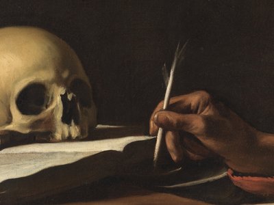 聖ジェロームの筆跡、羽の詳細 作： Michelangelo Merisi da Caravaggio