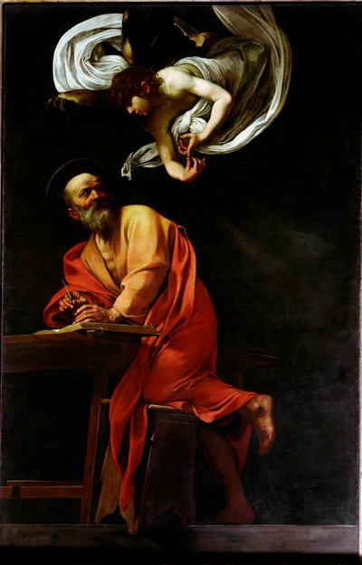 聖マチューと天使（絵画 作： Michelangelo Merisi da Caravaggio