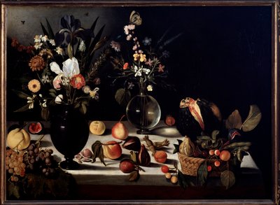 花と果物のある静物カラヴァッジョディットルカラヴァッジョに起因する絵画 作： Michelangelo Merisi da Caravaggio