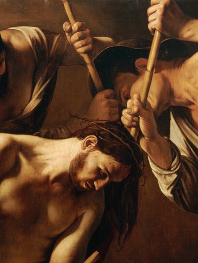 いばらの冠、1603年頃（キャンバスに油彩）（507206の詳細） 作： Michelangelo Merisi da Caravaggio