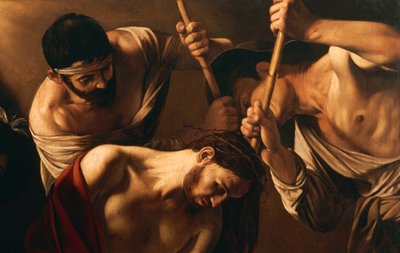 いばらの冠、1603年頃（キャンバスに油彩）（507206の詳細） 作： Michelangelo Merisi da Caravaggio