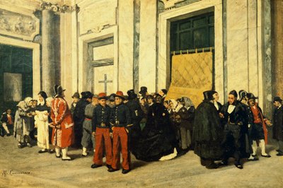 サンタ・マリア・マッジョーレの玄関ホール 1865年頃 ミケーレ・カンマラーノ（1835-1920）作 イタリア 油彩・キャンバス 作： Michele Cammarano