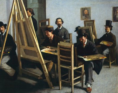 ミケーレ・カンマラーノによる「絵画の学校」（1865年頃 作： Michele Cammarano