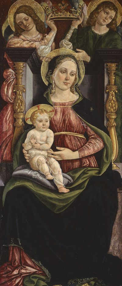 聖母子は王冠を握っている2人の天使に即位した、1505-15 作： Michele Ciampanti