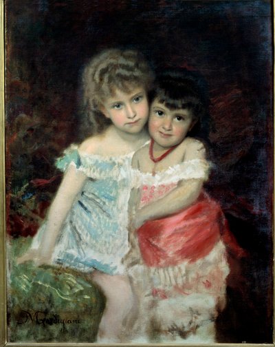 Michel Gordigiani (1830-1909) によるブランシュとアメリの肖像画 1877 フィレンツェ、近代美術館 作： Michele Giordigiani