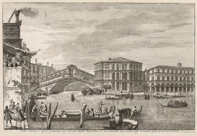 ヴェネツィアの景色：リアルトの橋と市場、1741年。 作： Michele Marieschi