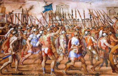 マケドニアのペルセウス王に対する領事ルシウス・アエミリウス・パウルスの勝利（詳細）、1570年頃（フレスコ画） 作： Michele and Rocchetti Jacopo Alberti