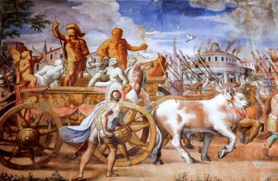 マケドニアのペルセウス王に対する領事ルシウス・アエミリウス・パウルスの勝利（詳細）、1570年頃（フレスコ画） 作： Michele and Rocchetti Jacopo Alberti