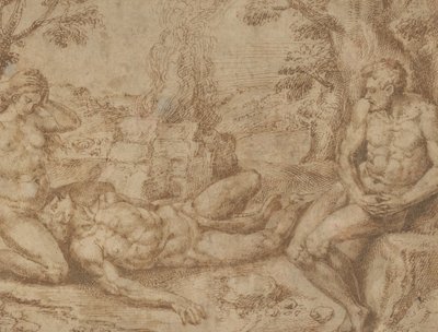 アベルの死を悼むアダムとイブ, ca. 1576年。 作： Michiel Coxie