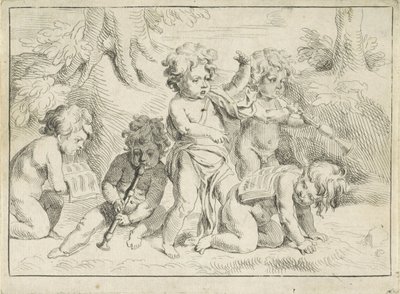 音楽を作る5人の子供たち 作： Michiel Frans van der Voort