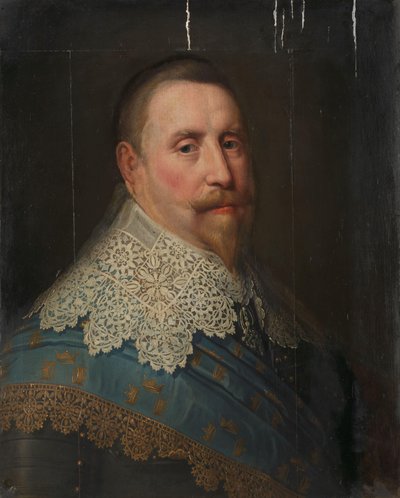 グスタフ 2 世アドルフ (1594-1632)、スウェーデン王の肖像 作： Michiel Jansz van Mierevelt (copy after)