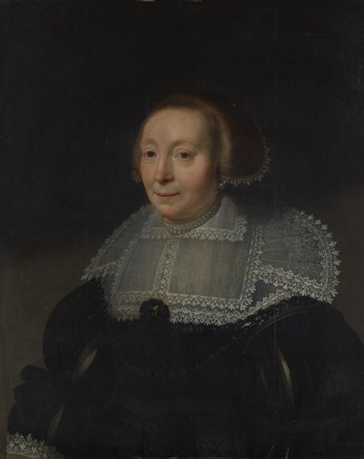 レースの襟を持つ女性の肖像、ca。 1632-35。 作： Michiel Jansz van Mierevelt