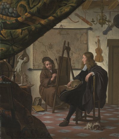 彼のスタジオでのアーティストの自画像 作： Michiel van Musscher