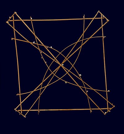 ワペペ航海図、19世紀後半（棒、ココナッツ繊維、貝殻） 作： ミクロネシア ミクロネシア