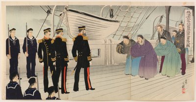 威海衛陥落後の北洋艦隊司令官丁如昌提督の降伏 作： Migita Toshihide