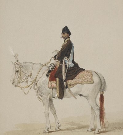 ナセルアルディンシャーカジャールの乗馬の肖像1831-1896、1873 作： Mihaly von Zichy