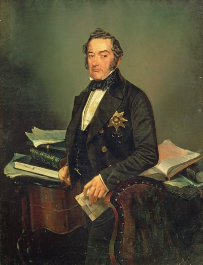 上院議員イワン・トルストイ（1792-1854）の肖像（キャンバスに油彩） 作： Mihaly von Zichy