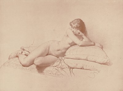 リクライニング女性ヌードの研究、1885 作： Mihaly von Zichy
