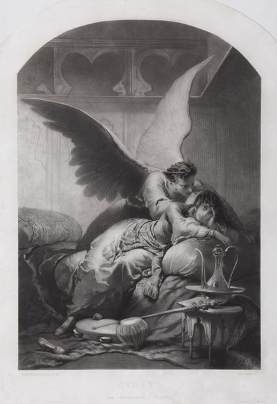 タマラと悪魔。ミハイル・レルモントフ、c。 1880 作： Mihaly von Zichy