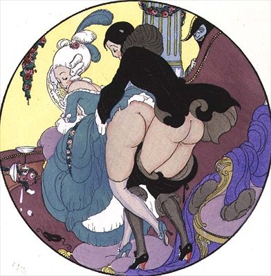 弟子を襲う教師、『エロスの快楽』よりプレート26。1901年、ライプツィヒにて（グラビア） 作： Mihaly von Zichy