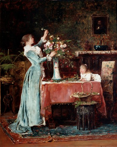 花束を作る」、1880年代。 作： Mihály Munkácsy