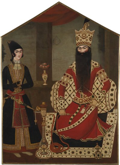 1797-1834、1820年頃に立っているファスアリシャーの肖像 作： Mihr Ali