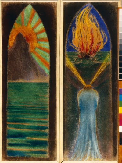 ステンドグラスのための2つのデザイン 作： Mikalojus Ciurlionis