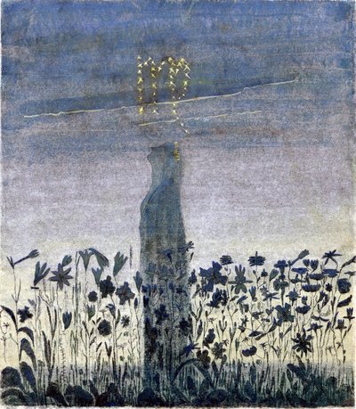 おとめ座のサイン (サイクル「ゾディアック」から) パー Ciurlionis, Mikalojus Konstantinas (1875-1911). 紙にテンペラ、サイズ : 35,6x31,3 作： Mikalojus Konstantinas Čiurlionis