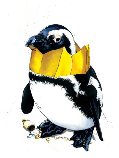 2020年白地にクリスマスペンギン 作： Mike Davis