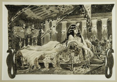 ベッド上のクレオパトラ、1899 作： Mikhail Aleksandrovich Vrubel