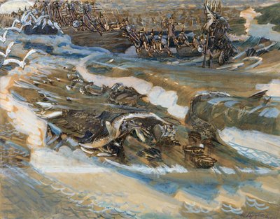 プーシキン作のサルタン皇帝のおとぎ話のイラスト、1901 作： Mikhail Aleksandrovich Vrubel