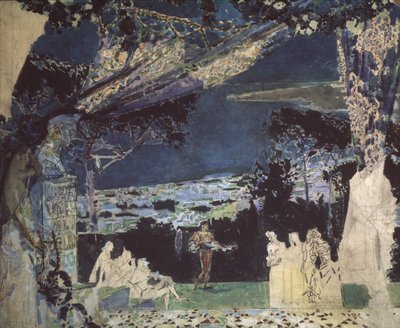 イタリア。ナポリの夜。 1891年のプライベートロシアオペラのカーテンデザイン 作： Mikhail Aleksandrovich Vrubel