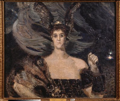 ワルキューレ、アーティストとパトロン伯爵夫人マリア・テニシェワの肖像 (ワルキューレ、芸術家とパトロン伯爵夫人マリア・テニシェワの肖像) - ミハイル・アレクサンドロヴィッチ・ヴルベル (ヴルベル) (1856-1910) による絵画、布に油彩 作： Mikhail Aleksandrovich Vrubel